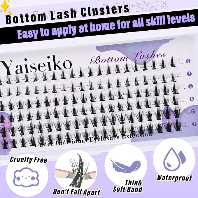 Bottom Lash Clusters DIY Lash Extension Lower Individual Lashes 120pcs Wispy Natural Look Lower Eyelash Clusters Short Individual Cluster Lashes Manga Bottom Cluster Lashes 5-7mm