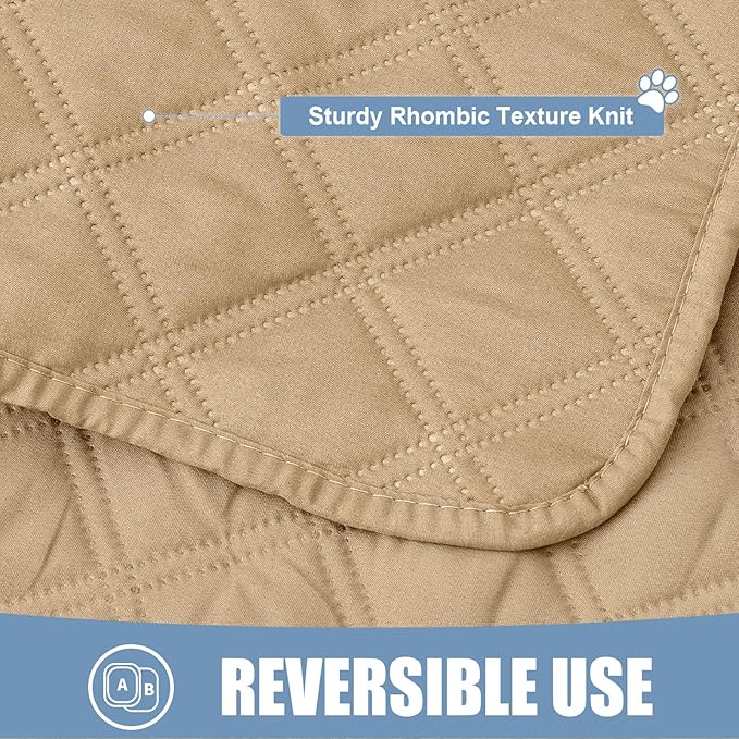 Smiry Waterproof Dog Bed Cover Pet Blanket, Soft Washable Dog Blanket for Furniture Bed Couch Sofa Reversible, Checkered (52"x82", Camel/Camel)