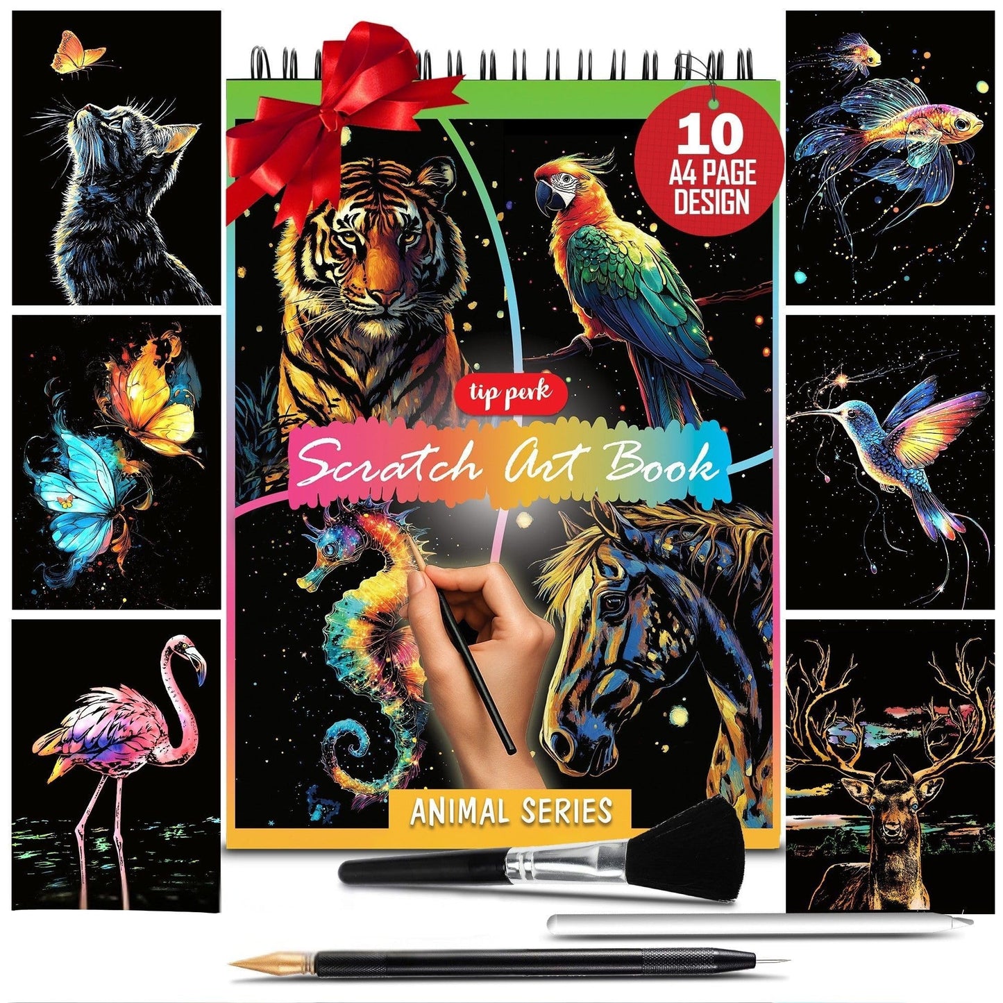Animals Scratch Art Book for Adults - Colorful Animal Series Scratch Art | Scratch Painting Foil Art for Adults | Scratch and Sketch Animal Series Books | Foil Engraving Scratch Art (Animal Series)