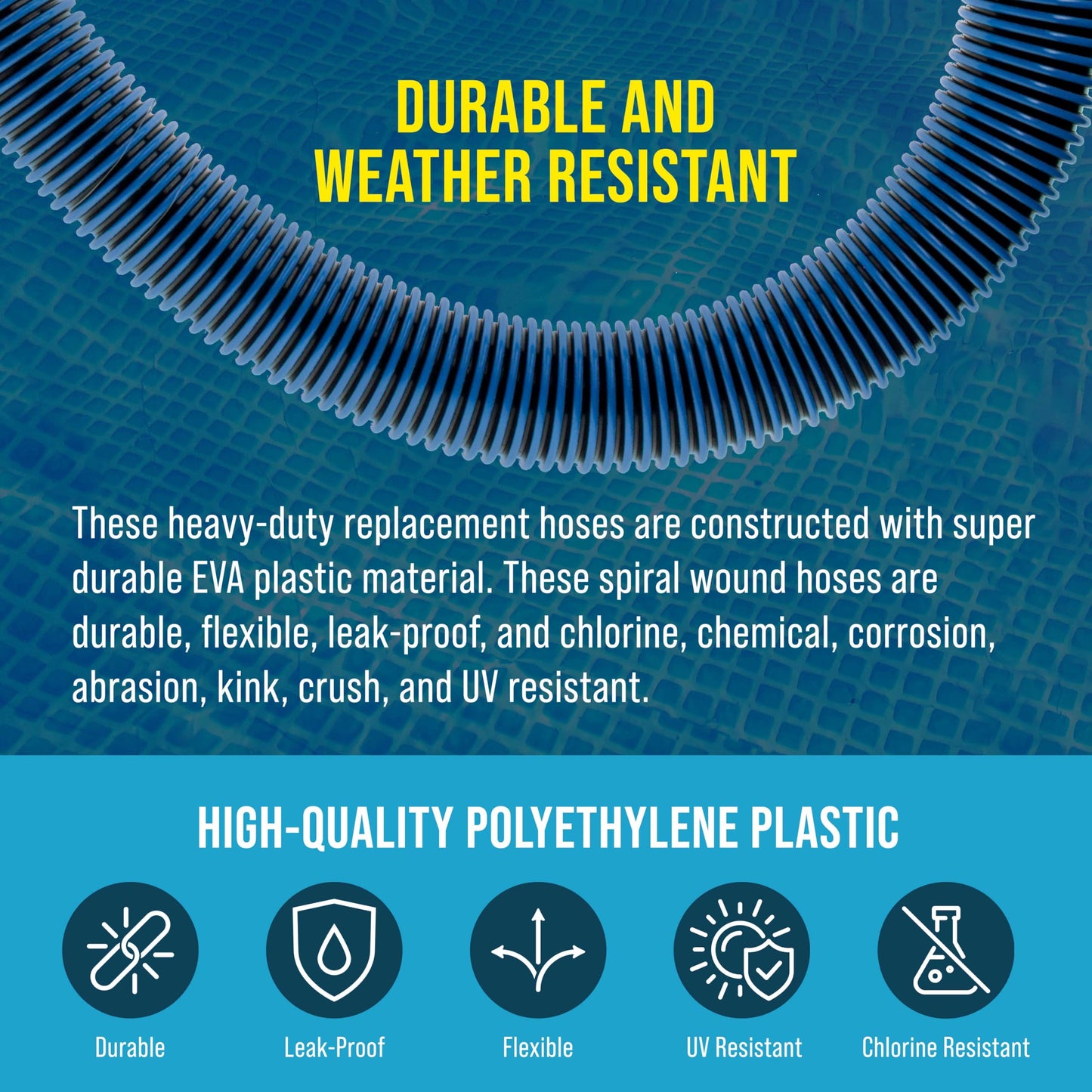 U.S. Pool Supply 1.5" Heavy-Duty Above Ground Pool Hose Replacement Kit - 2 Durable 3 Foot Hoses, 2 Connection Adapters, 4 Clamps - Compatible with Intex Pool Filter Pumps