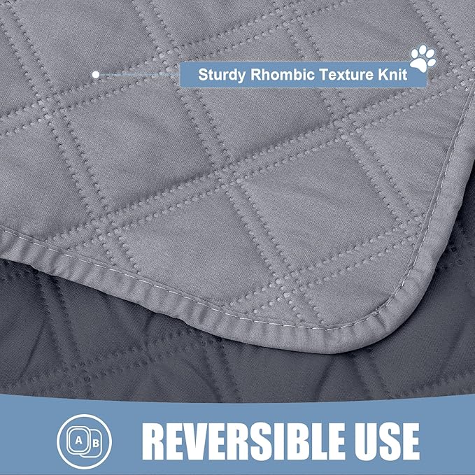 Smiry Waterproof Dog Bed Cover Pet Blanket, Soft Washable Dog Blanket for Furniture Bed Couch Sofa Reversible, Checkered (30"x80", Grey/Dark Grey)