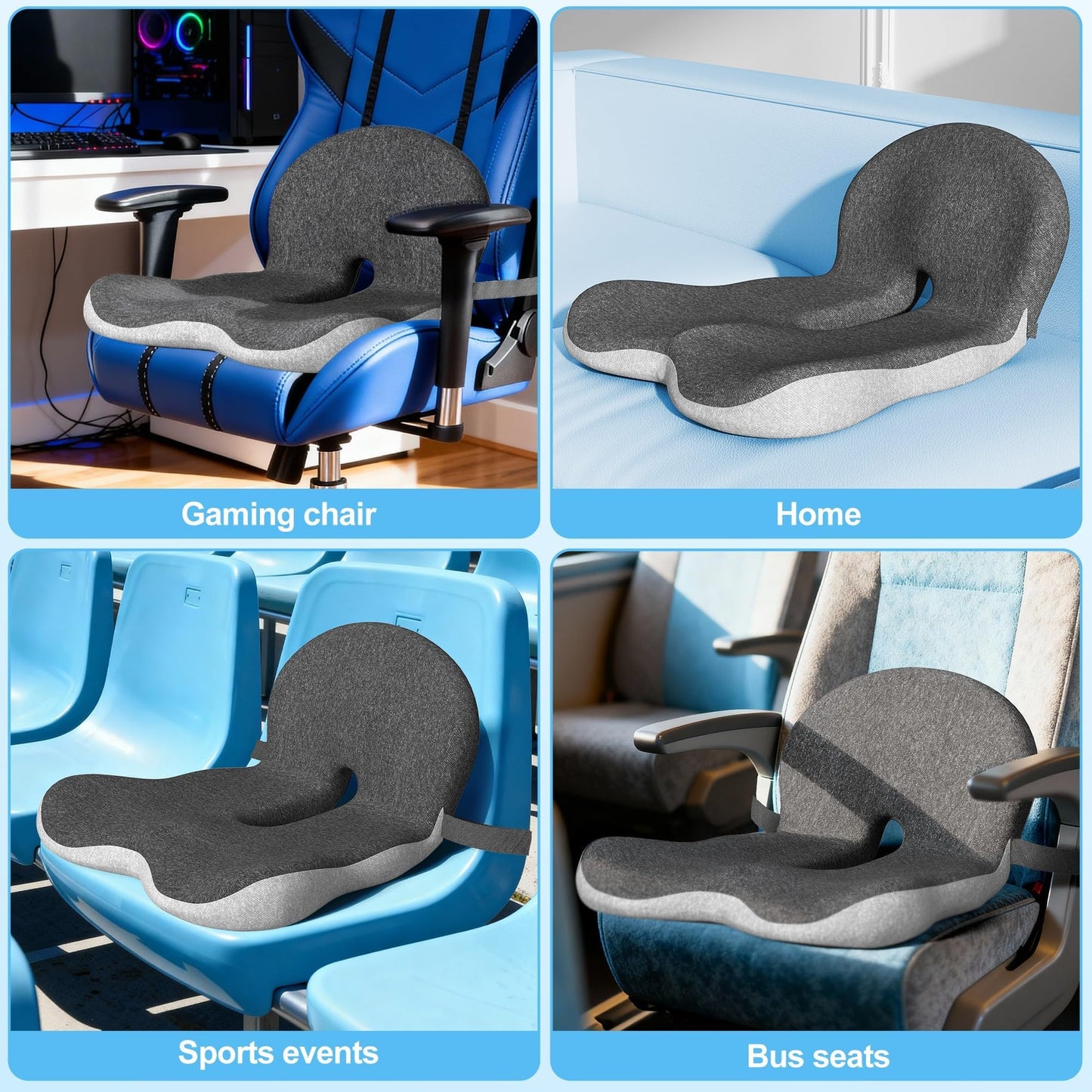 jpinlr Truck Driver Seat Cushion, Memory Foam L-Shaped Ergonomic Cushion for Office Chairs, Comfort & Support for Long Sitting