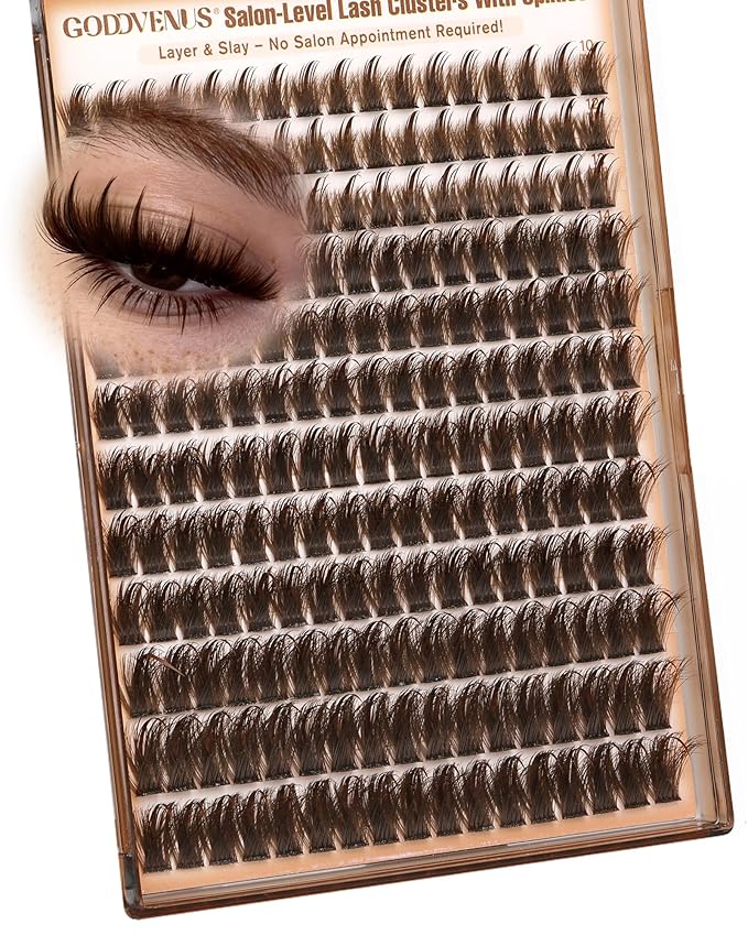 Manga Lash Clusters With Spikes Wispy Brown Cluster Eyelash Extensions Fluffy Anime Eyelashes Clusters Reusable Faux Mink Fairy Individual Lash Extension (D Curve 12-20mm 204 pieces)