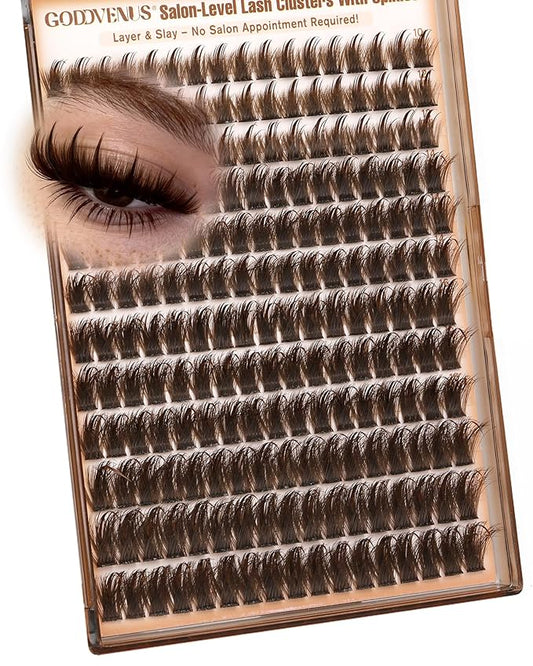 Manga Lash Clusters With Spikes Wispy Brown Cluster Eyelash Extensions Fluffy Anime Eyelashes Clusters Reusable Faux Mink Fairy Individual Lash Extension (D Curve 12-20mm 204 pieces)