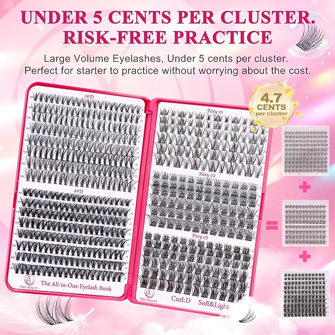Lash Clusters Eyelash Clusters Wispy Lashes 536PCS EyeLashes Natural Lash Extensions Individual Lashes D Curl DIY At Home