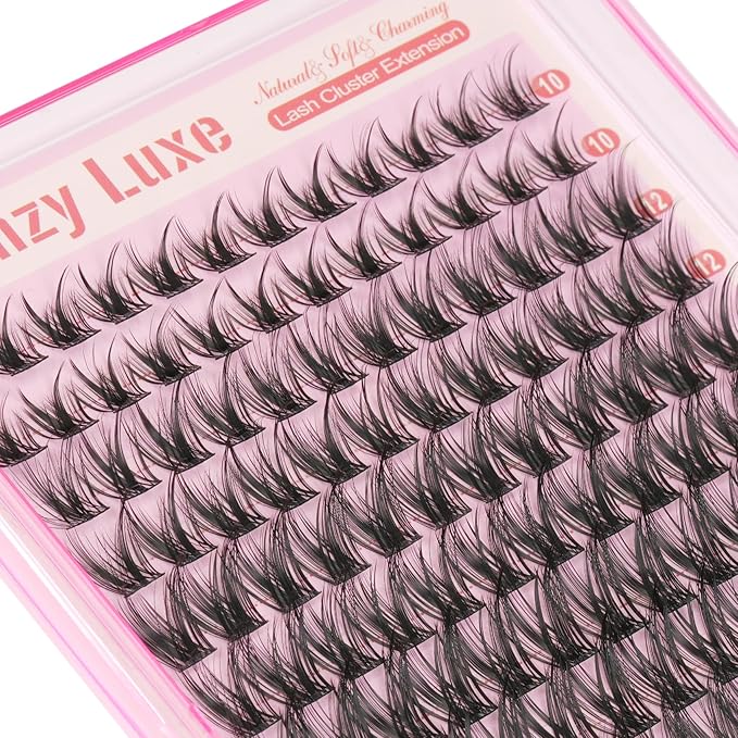 Lash Clusters Wispy Eyelash Clusters D Curly 10-18MM Cluster Eyelash Extensions 144PCS Individual Lashes Thin Soft Lashes Clusters Band DIY False Eyelashes Extension