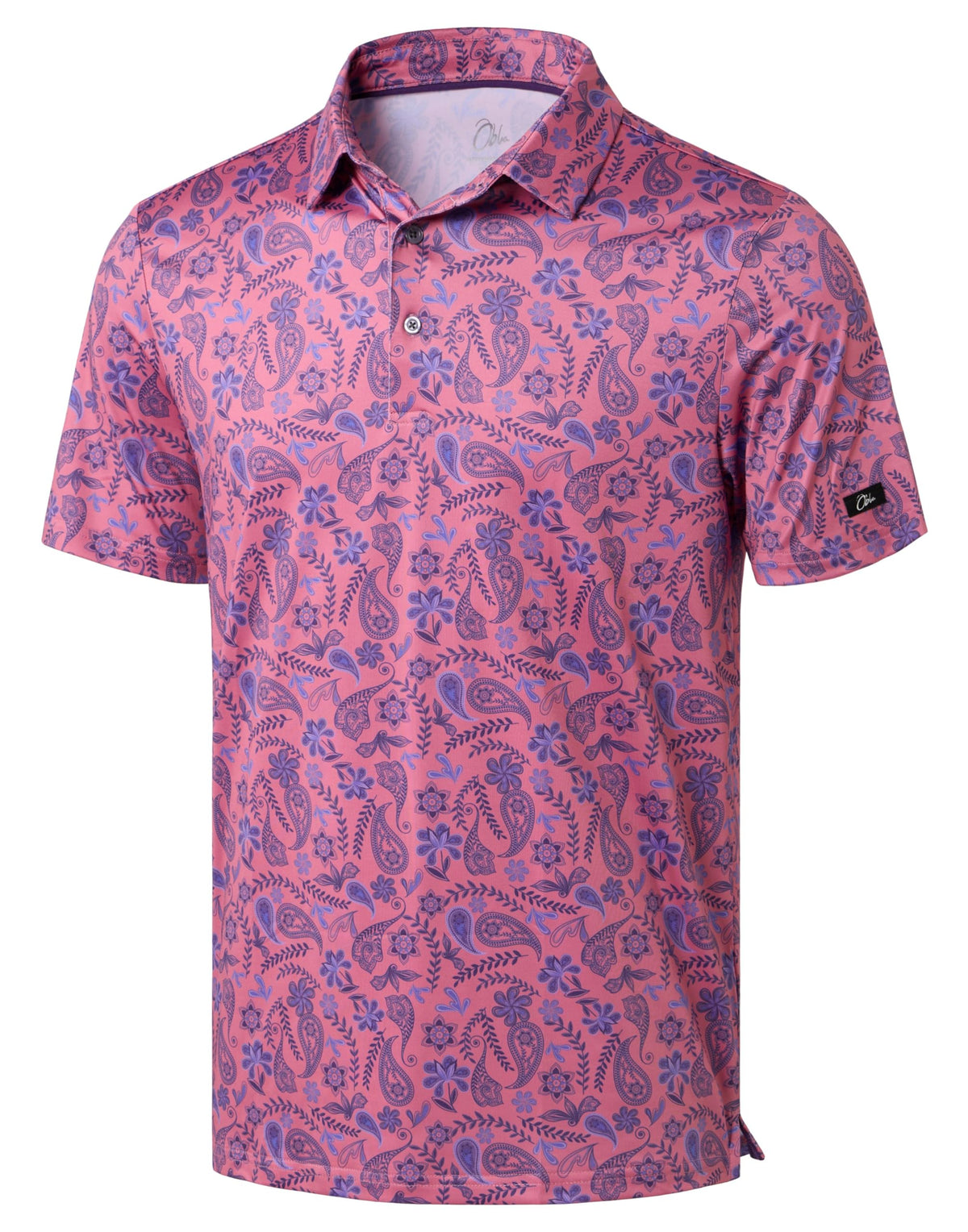 Obla Mens Golf Polo Shirts Short Sleeve Dry Fit Performance Moisture Wicking Casual Print Collared Golf Shirts for Men(Blue Paisley_S)
