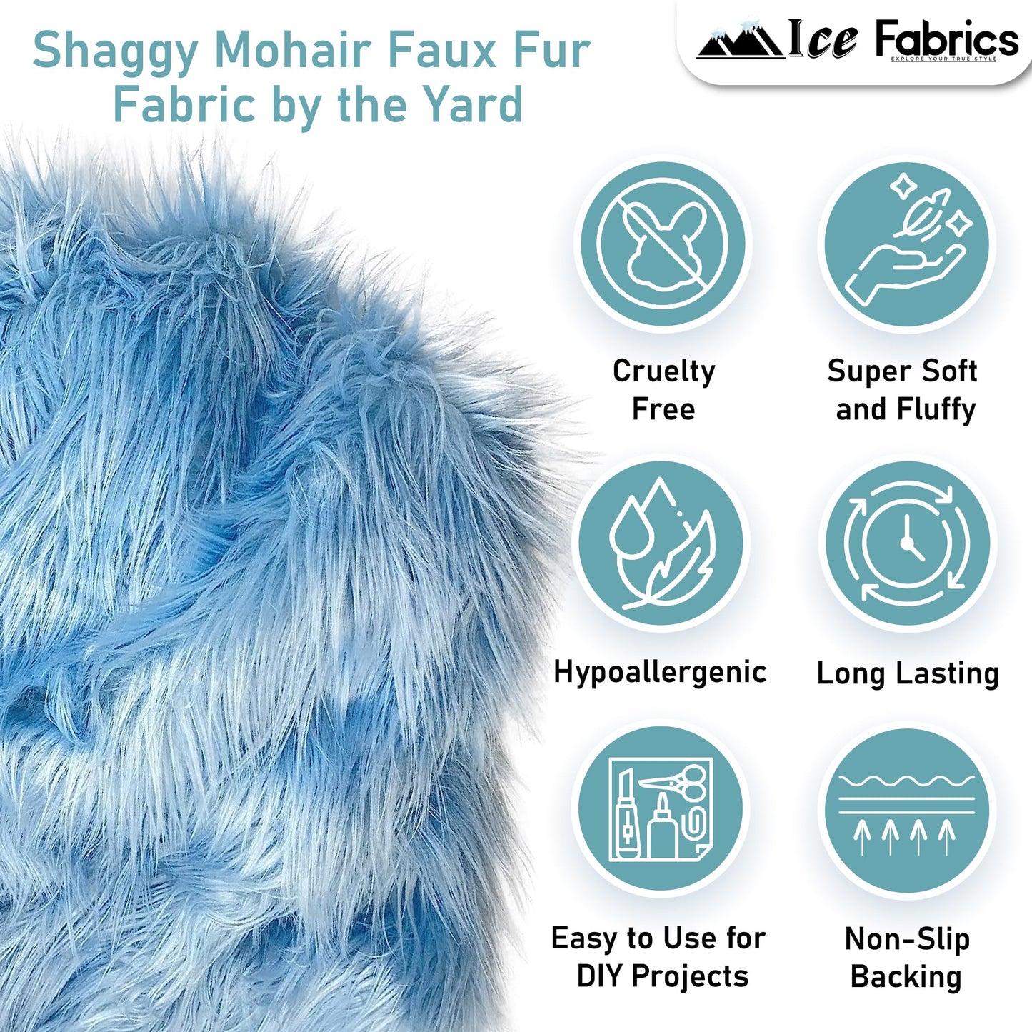 Ice Fabrics Faux Fur Fabric by The Yard - 60 Inches Wide Super Soft and Fluffy Shaggy Mohair Fur Fabric for Costumes, Apparel, Rugs, Pillows, Decorations and More - Lime Green - One Yard