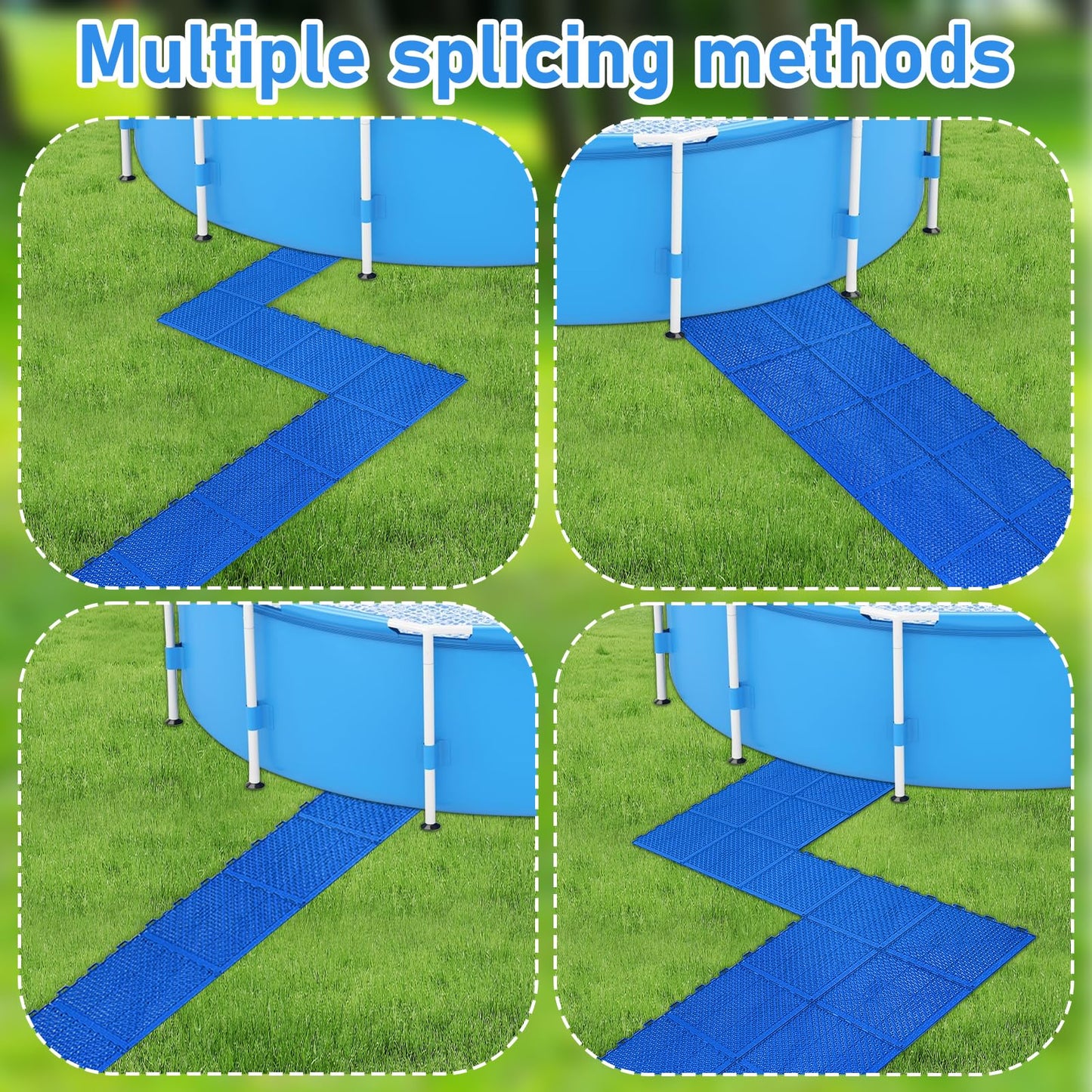 Hlimior 20Pcs Pool Drainage Mat,10.3" x 10.3"Above Ground Walkways, Pool Mat with Multiple Splicing Methods to Prevent Dirt from Entering The Pool,Interlocking Plastic Floor for Pools, Spas, Passways