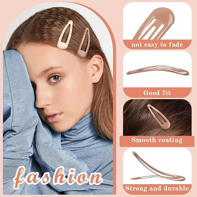 Gingbiss 50Pcs Snap Hair Clips for Women, 1.88 Inch Silicone Coating Classic Metal Hair Barrettes with Storage Case for Women Girls, No Slip Hair Accessories for Hair, 5 Assorted Colors