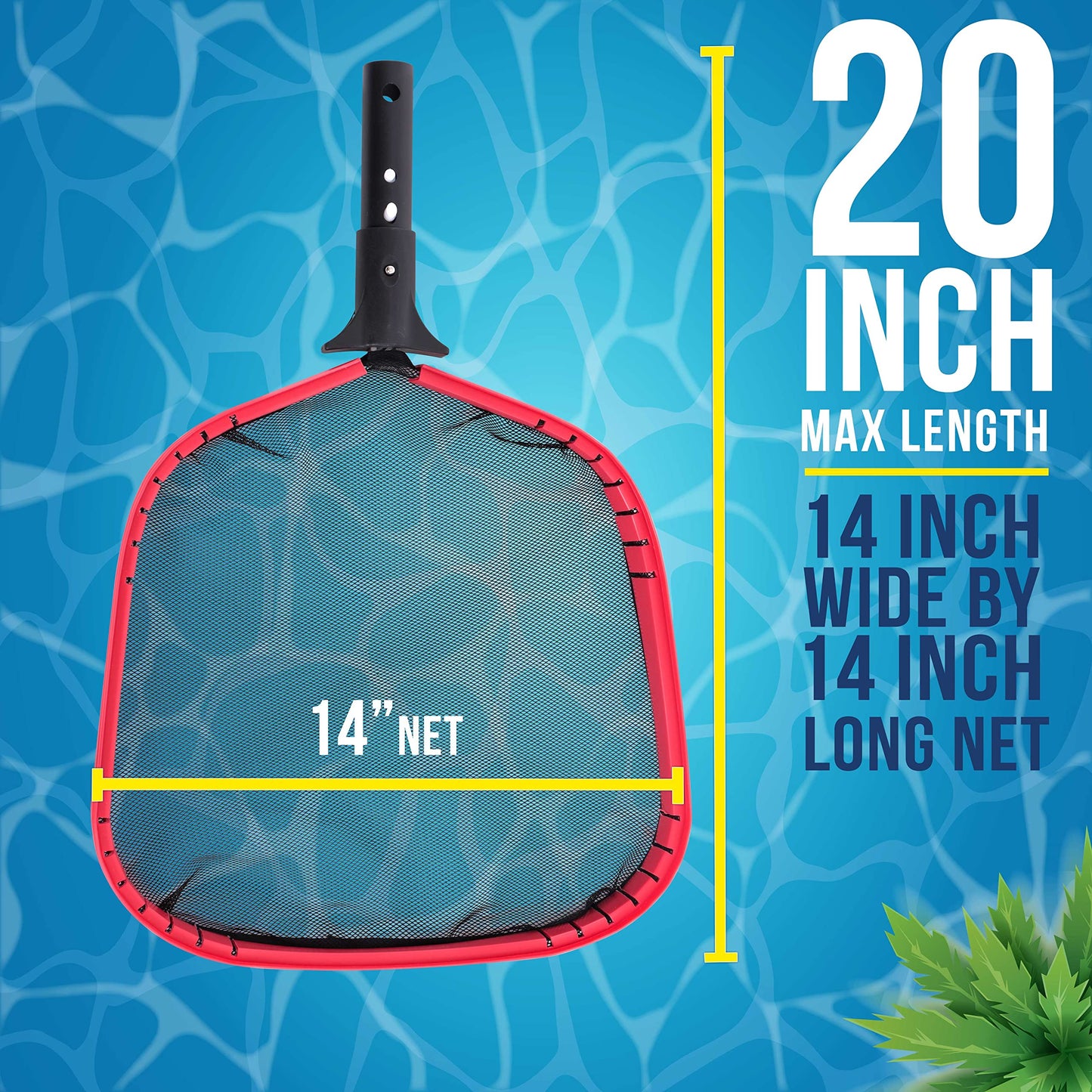 U.S. Pool Supply Professional Heavy Duty Large Swimming Pool Leaf Skimmer Net - Strong Reinforced Aluminum Frame for Faster Cleaning & Easier Debris Pickup and Removal - Clean Pools, Spas, Ponds