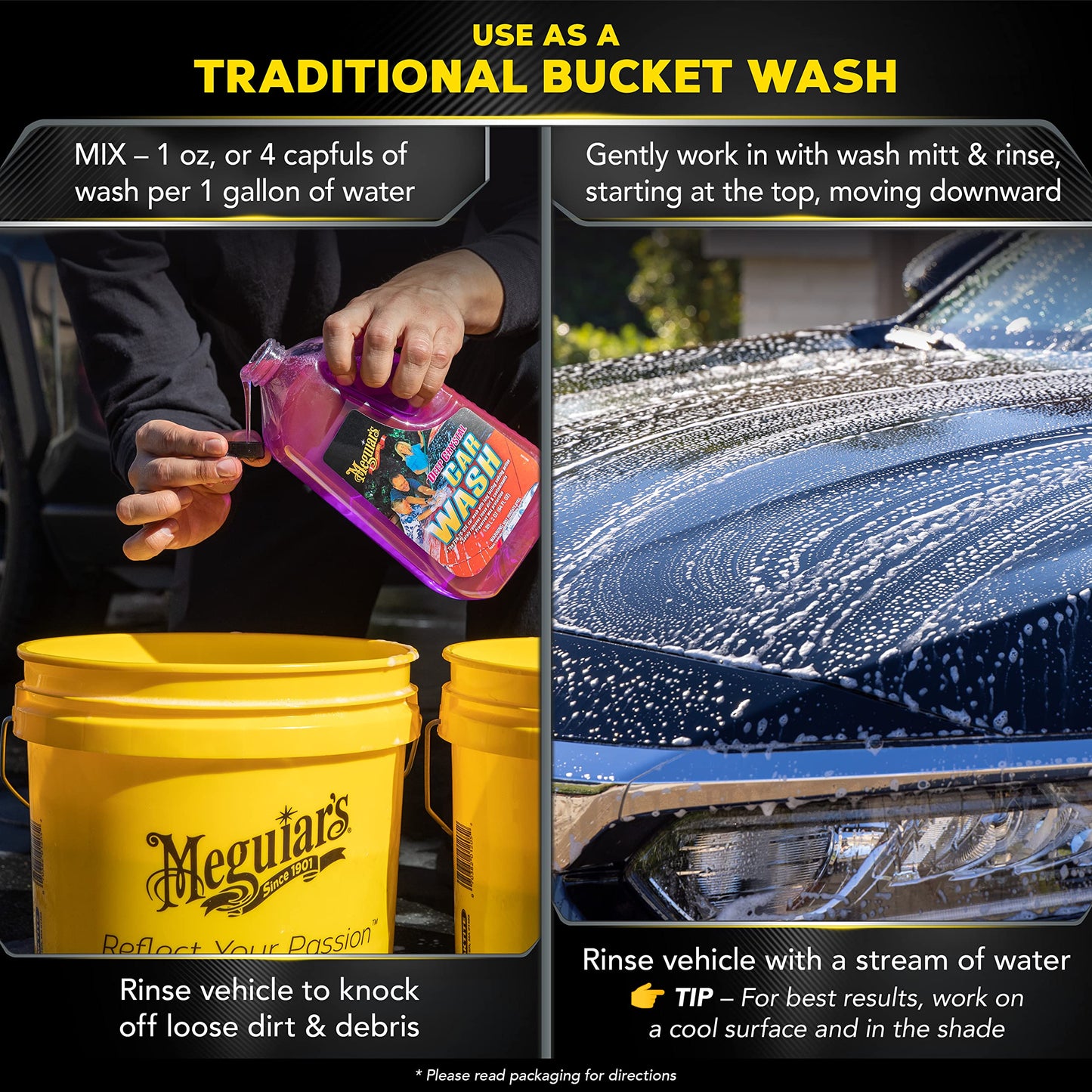 Meguiar's Deep Crystal Car Wash - Car-Wash Shampoo that Cleans Paint, Enhances Gloss, and Preserves Wax Protection, pH Balanced Car-Wash Soap with Excellent Foaming Action, 64 Oz (Pack of 2)
