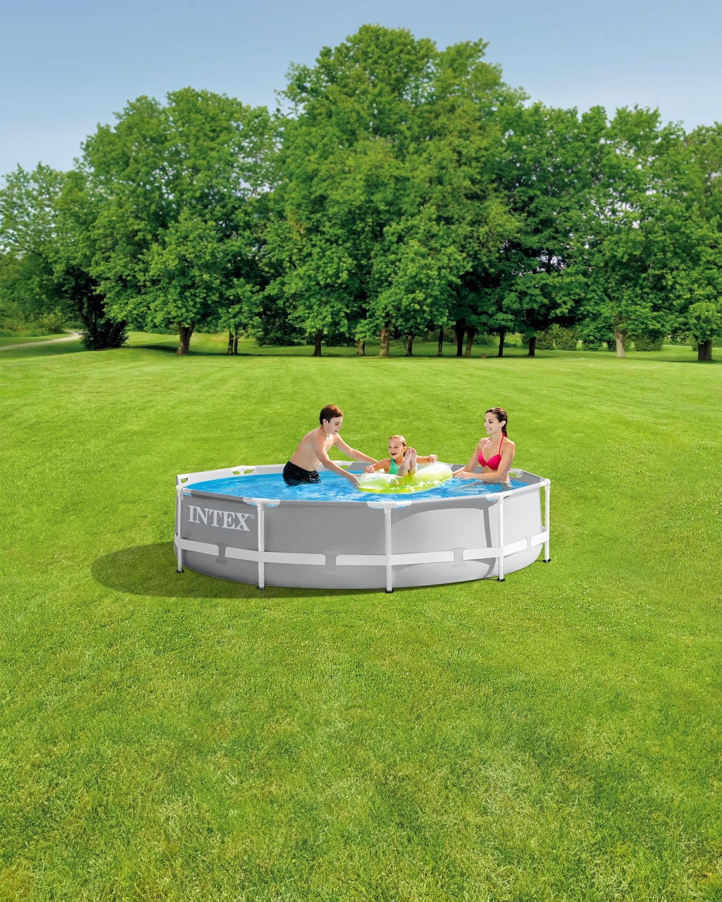 INTEX 26700EH Prism Frame Premium Above Ground Swimming Pool: 10ft x 30in – SuperTough Puncture Resistant – Rust Resistant – Easy Assemble – 1185 Gallon Capacity – Pool Only