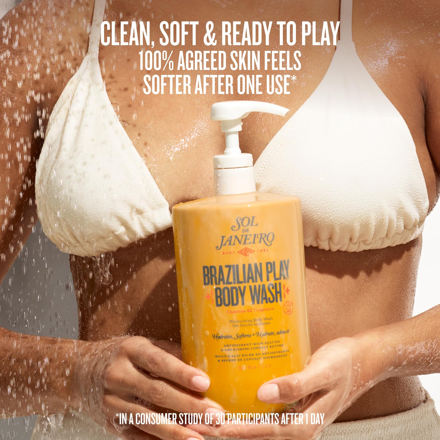 Sol de Janeiro Brazilian Play Moisturizing Shower Cream Gel Body Wash - 1L Jumbo Size with Pump