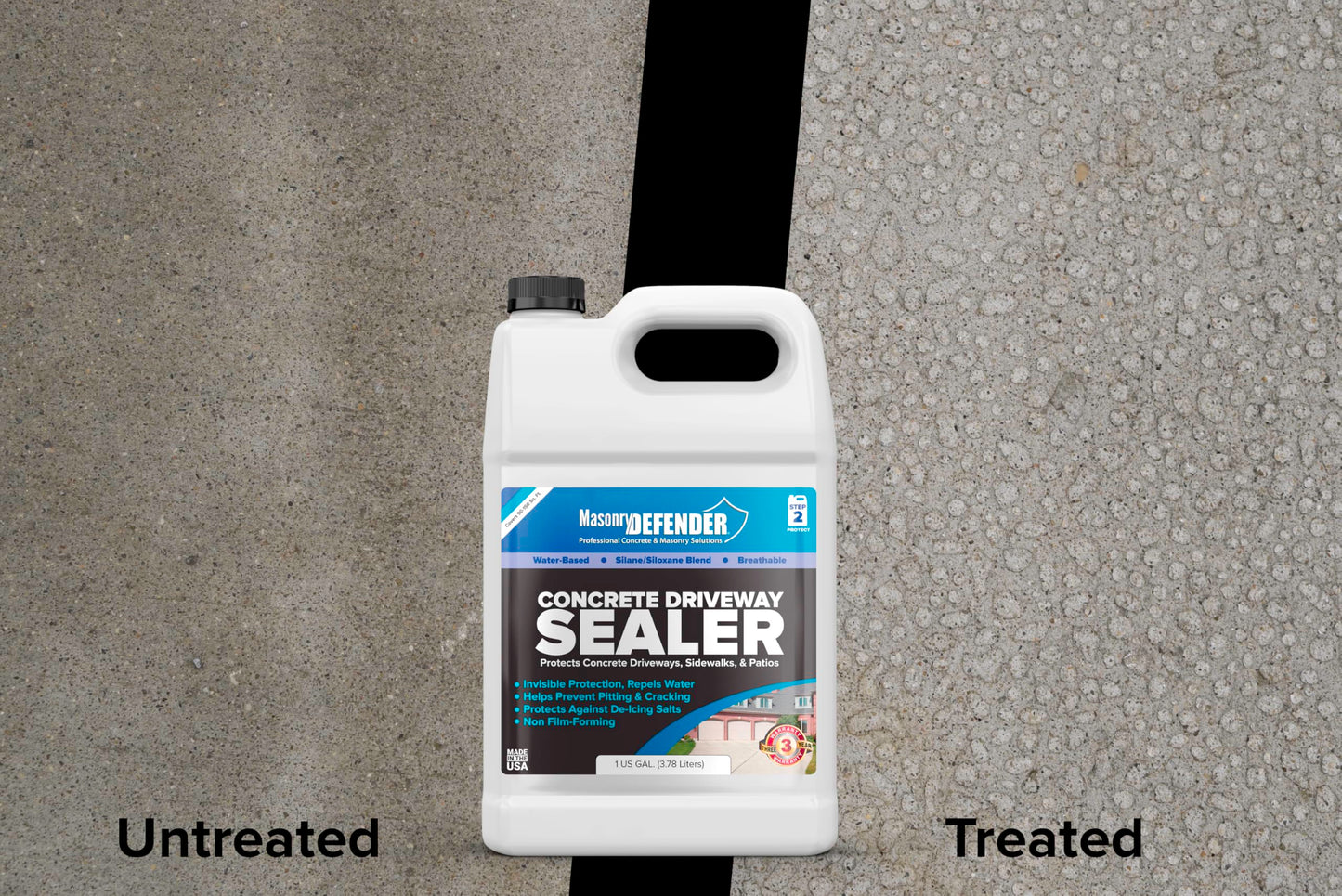MasonryDefender Concrete Sealer - Deep Penetrating Water Repellent, Silane Siloxane - 1 Gallon