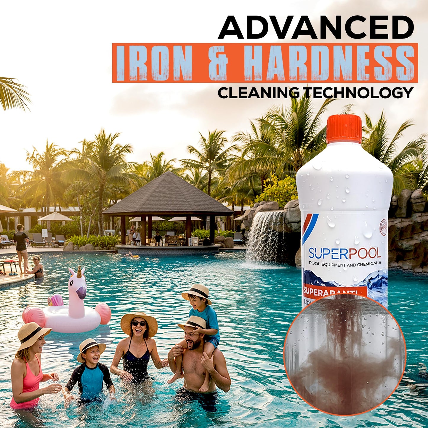 Superpool Pool & Spa Stain and Scale Control – Hard Water Metal Stain Treatment for Pools & Hot Tubs, Calcium -Copper & Iron Out Rust Stain Remover - Liquid Hard Water Stain Remover – 1 Quart