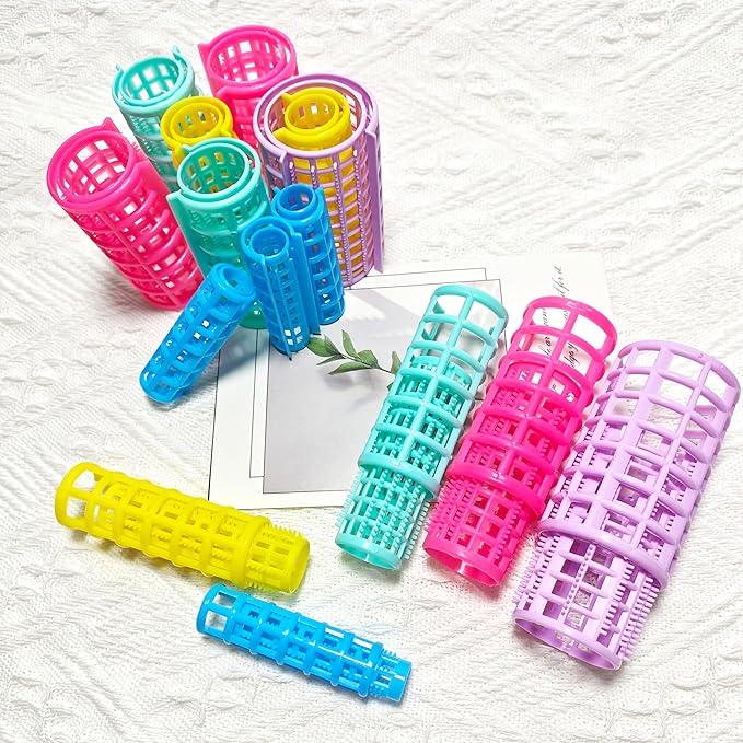 30Pcs Plastic Hair Curlers Set, Snap on Rollers Self Grip Heatless Rollers Hairdressing Curlers No Heat Curlers for Long Medium Short Thin Fine Hair with Mini Comb (5 Sizes) Ã¯Â»Â¿