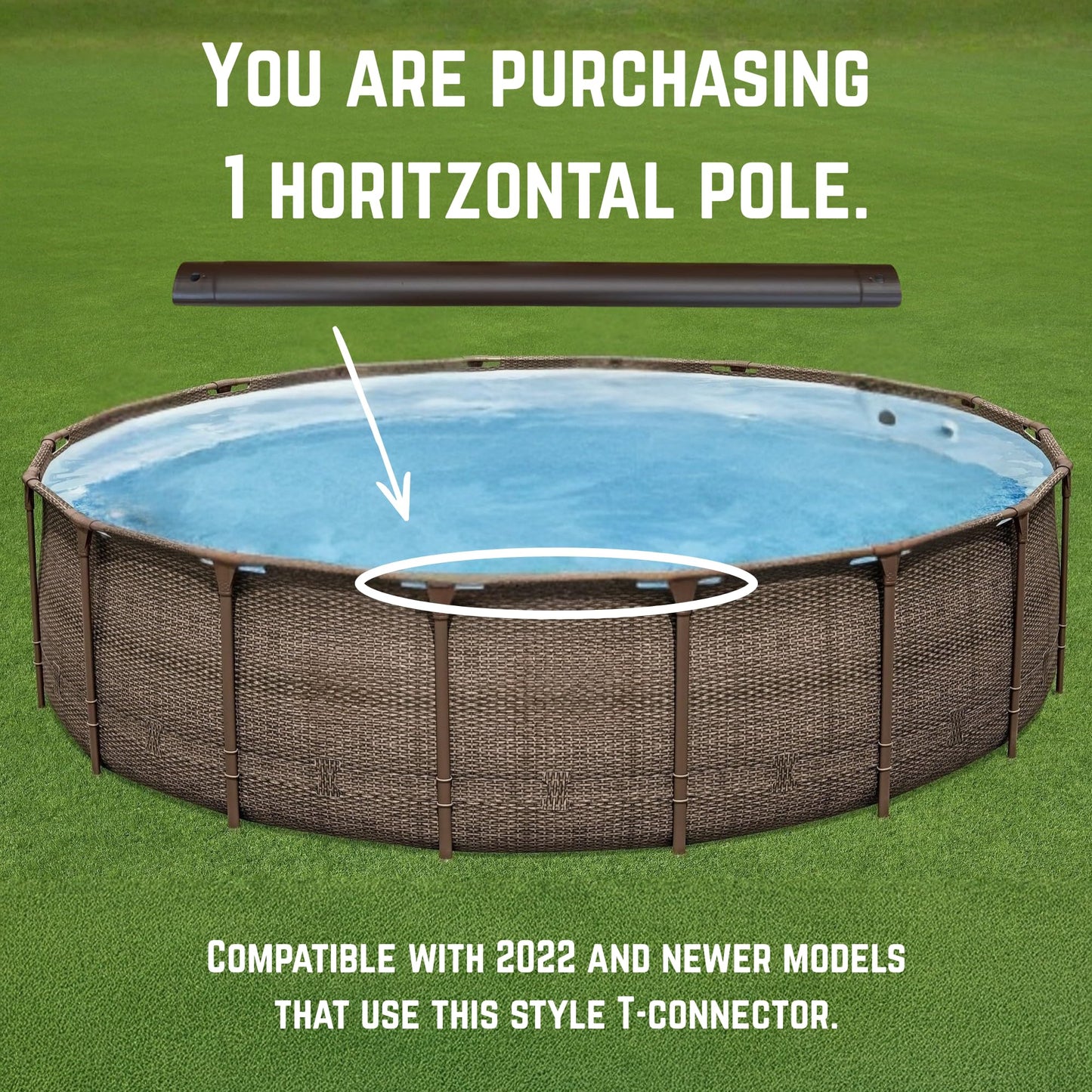Replacement Horizontal Pool Leg, Pole & Frame Support Bar Brown Oval for Coleman Power Steel 18ft x 48in Above Ground Swimming Pool (Fits 2022+ Models)