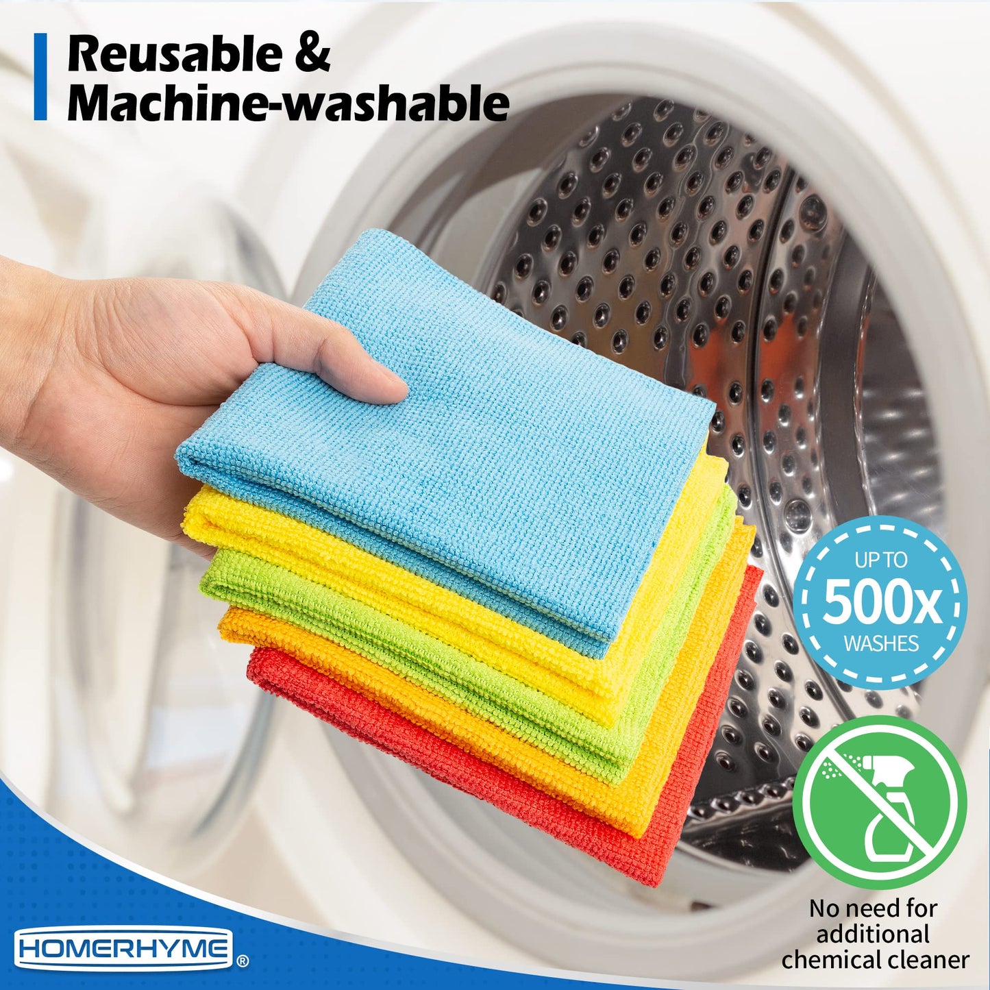 HOMERHYME Microfiber Cleaning Cloth, 100 Pack Cleaning Rags Microfiber Towel Bulk Absorbent Lint-Free Wash Cloths, All-Purpose Towels for Cars, Shop, Automotive, Garage, Home and Kitchen 11.5"*11.5"