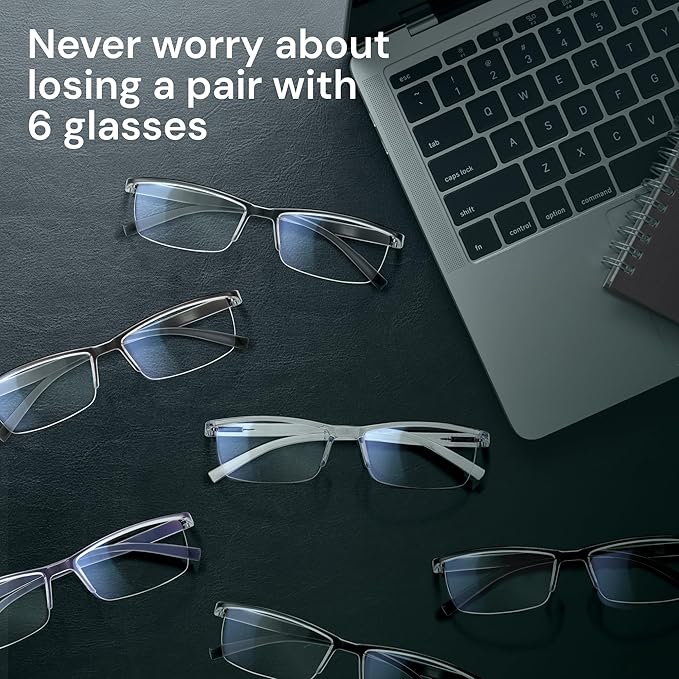 Gaoye 6 pack Executive Style Reading Glasses Men - Durable Readers with Blue Light Filtering - Comfortable Fit with TR90 Frames