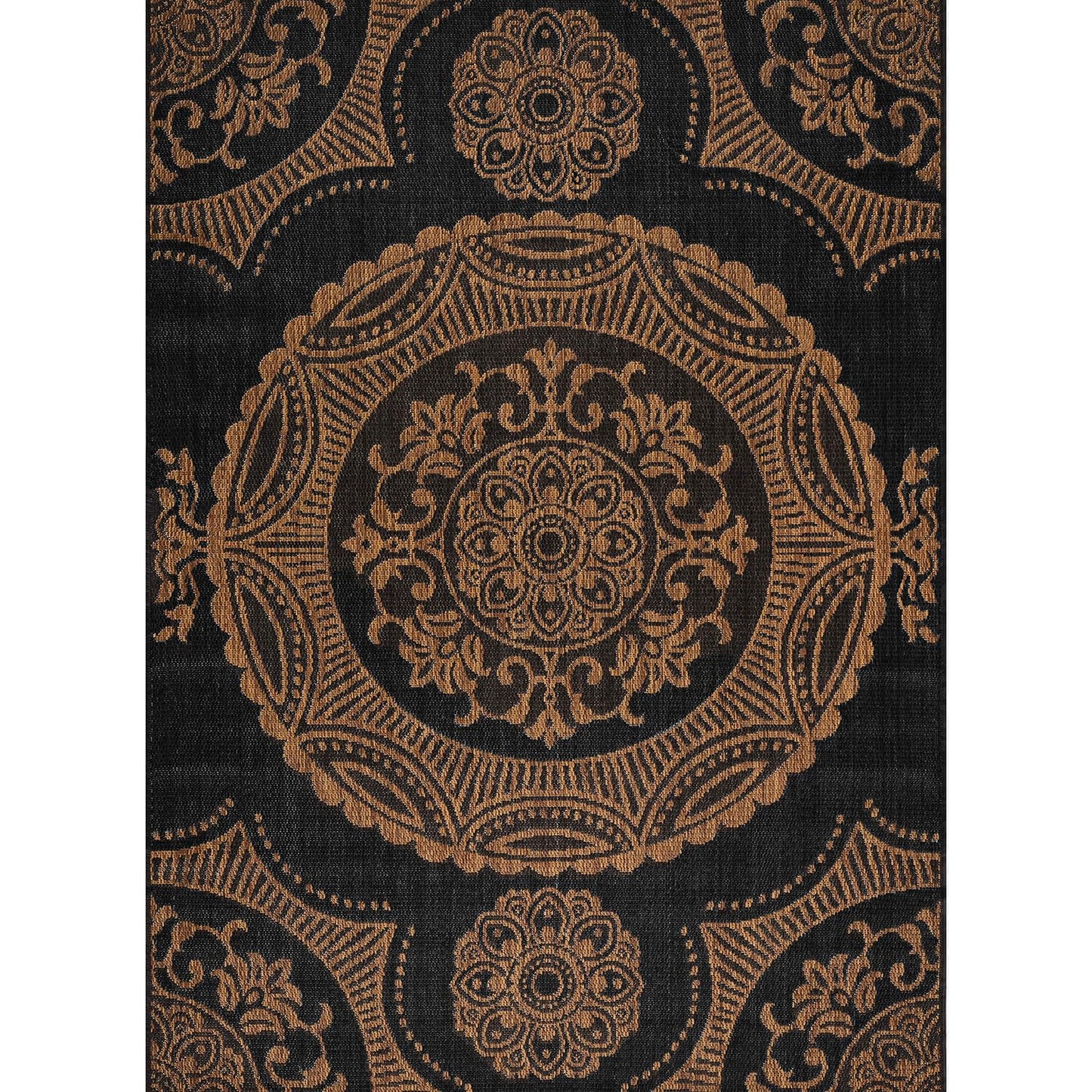 LuuL Home Medallion Outdoor Rug 10x14 Washable Outside Carpet for Indoor Patio Porch Waterproof Easy Cleaning Non Shedding Area Rugs Nut Brown 10 x 14