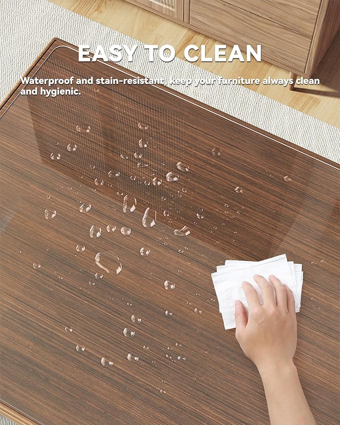 Oterri Clear Writing Desk Pad, 16?€??€?x36?€? Heat Resistant Waterproof PVC Round Edge Durable Desk Protect Mat, Anti-Static Writing Mat Table Protector