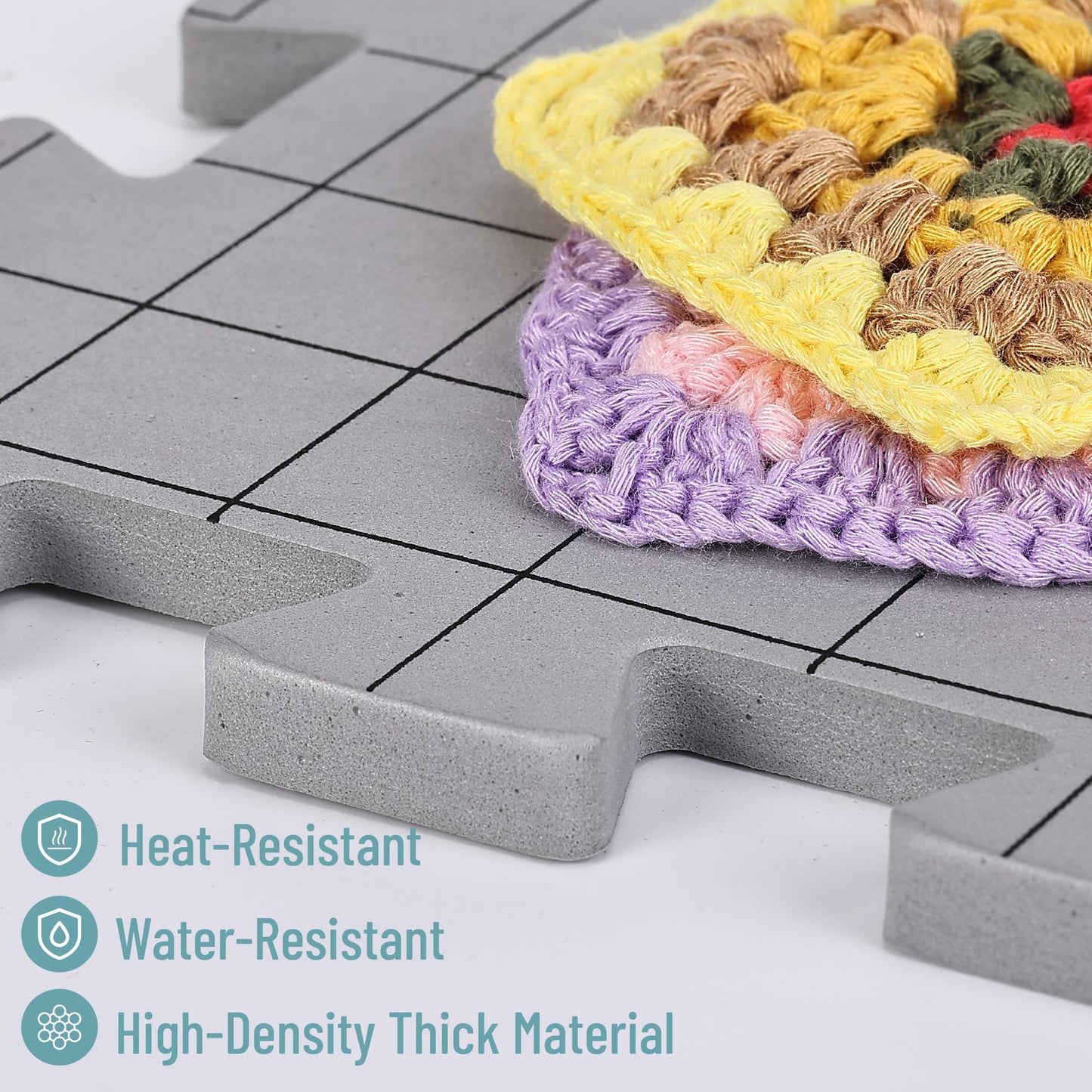 Mr. Pen- Blocking Mats for Knitting & Crochet Projects, 12" x 12", 9 Pack with 150 pcs T-Pins, Gray Aligned Grid Knitting Blocking Mats and Pins, Water & Heat Resistant
