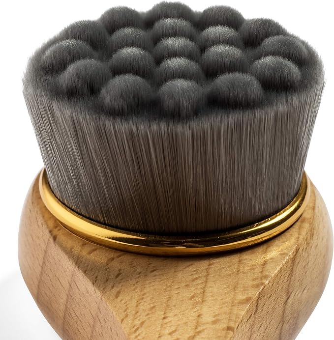 GranNaturals Manual Facial Cleansing Kabuki Brush - Skin Cleanser & Scrubber for Applying Foundation, Makeup, Face Mask, Acne Washing, Daily Deep Pore Cleaning - Men and Women