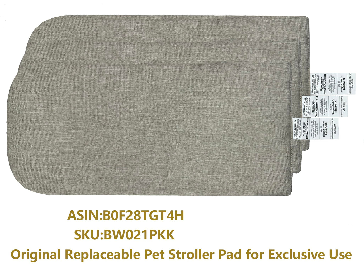 ROODO Pet Stroller Mat,Dog Stroller Cushion,Inner Pad for Exclusive Use,Original,Replaceable,Easy to Clean,Set of 3 pc(Khaki)