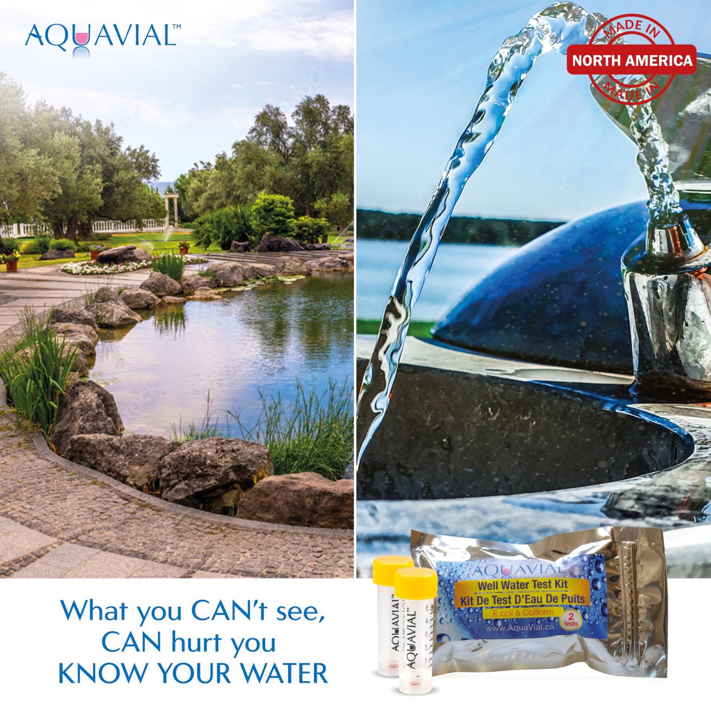 AquaVial Water Testing Kit 2 Pack - E Coli and Coliform Test for Drinking, Pool, Pond, Lake, Well Quality - Bacteria Tester