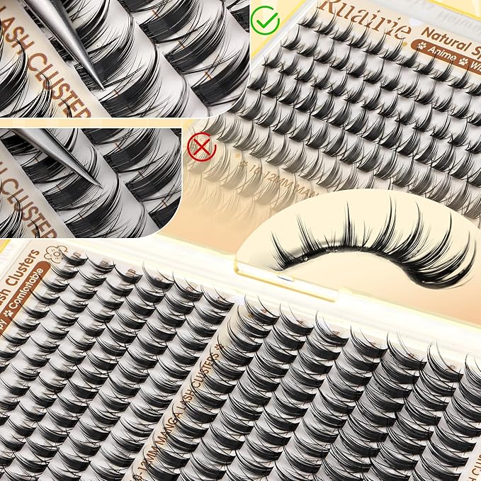 Manga Lash Clusters Fairy Eyelash Clusters Natural Cluster Eyelash Extensions Wispy 10-16mm Lashes Clusters C-Curly Anime Lashes 208pcs Spiky Eyelashes Clusters by Ruairie