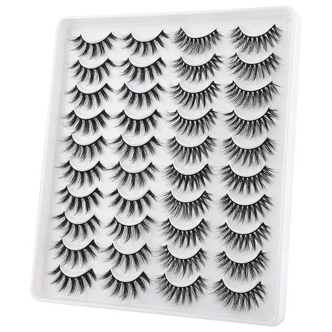 Lanflower Natural Lashes Pack Faux Mink Lashes Handmade Wholesale Strip Lashes 20 Pairs 2 Styles