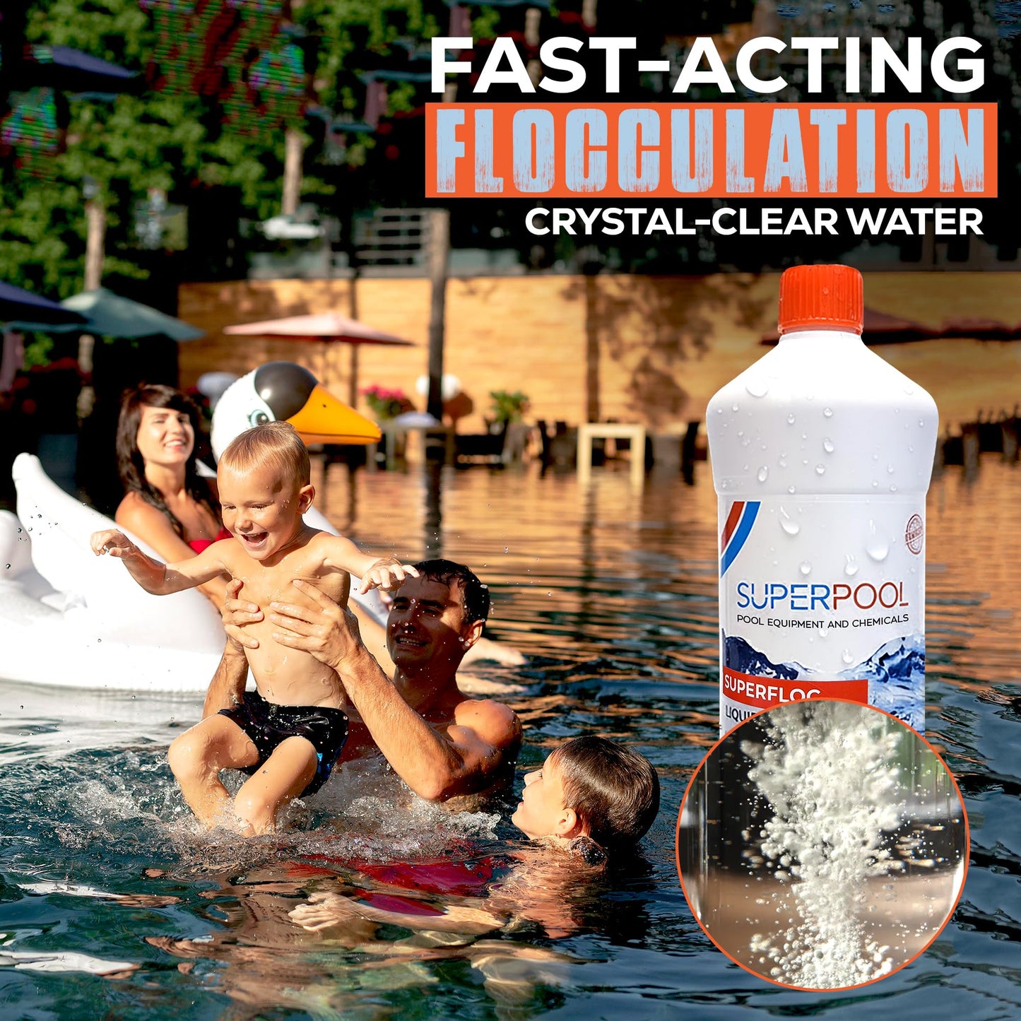 Superpool Swimming Pool Flocculant – Flock Pool Treatment for Cloudy Pool Water, Helps Clarify Water in Pools, Spas, Hot Tubs & Jacuzzis – Liquid Superfloc for Pool - 1 Quart