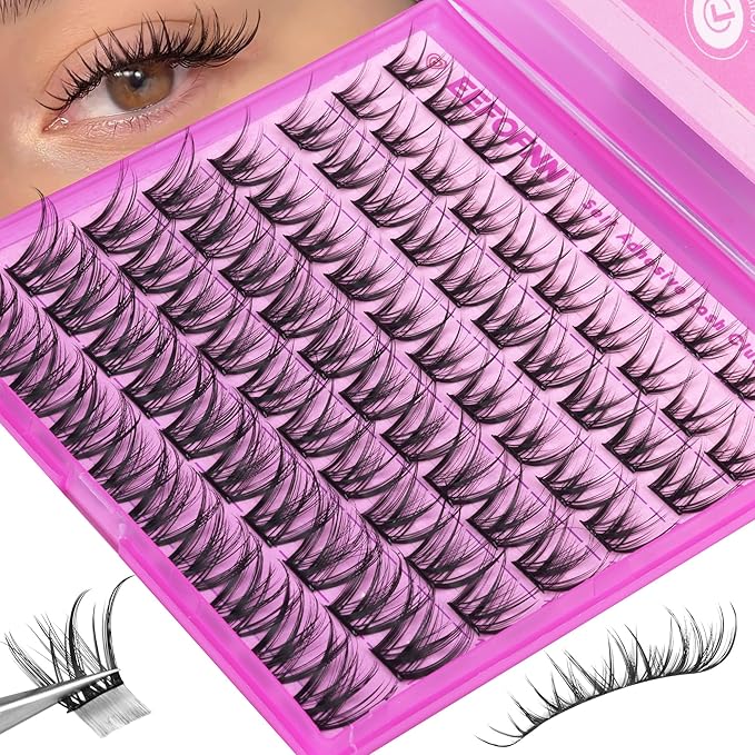 Lash Clusters Natural Eyelash Clusters Wispy Lashes Clusters C Curl Cluster Eyelash Extensions 8-14mm Lash Cluster Invisible Band Individual Lashes Bunny Cluster Lashes by Eefofnn