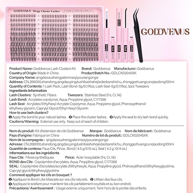 Goddvenus Lash Clusters Kit 9-14mm Wispy Eyelash Clusters Lashes Natural DIY Lash Extension Kit Short Cluster Eyelash Extensions Kit 300pcs C Curl Individual Lashes Cluster Eyelash (With Tweezers)