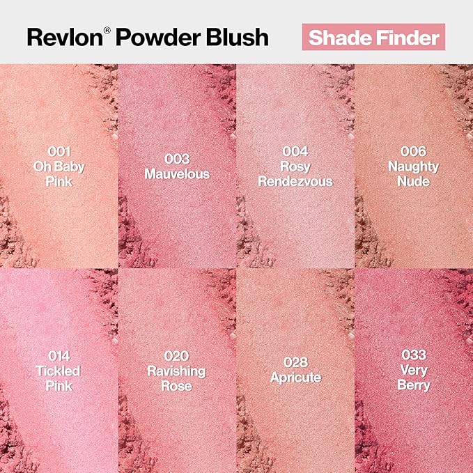 Revlon Powder Blush Face Makeup, High Impact Buildable Color, Lightweight & Smooth Finish, 003 Mauvelous, 0.17 oz