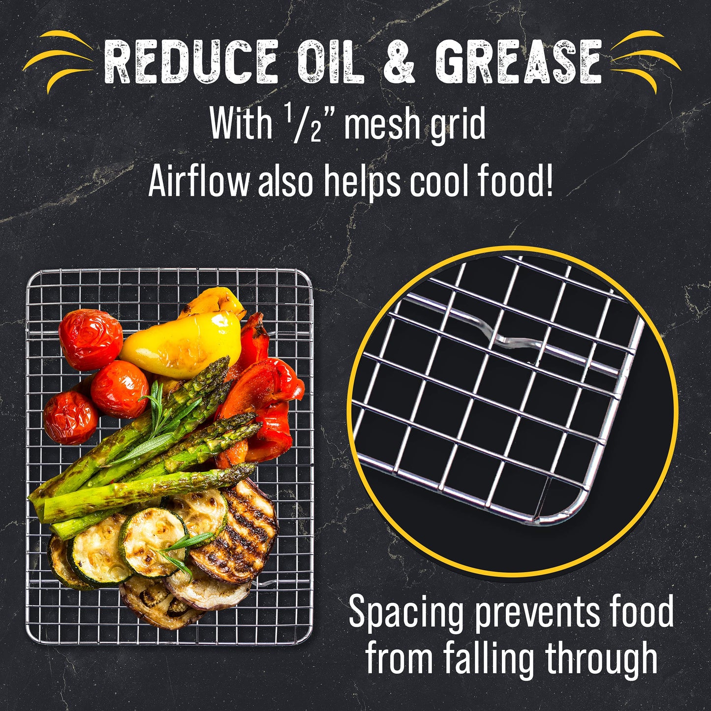 Checkered Chef Cooling Rack for Cooking and Baking - 11 ¾" x 17 Set of 2 Stainless Steel, Oven Safe Grid Wire Cookie Cooling Racks