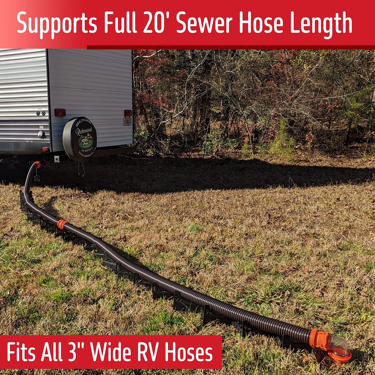 Beech Lane 20 Foot RV Sewer Hose Support with Clip On Accessory Feet for Extra Stability, Patented Nesting Design For Small Storage, Quick Setup and Collapse, Ensures Proper Drainage