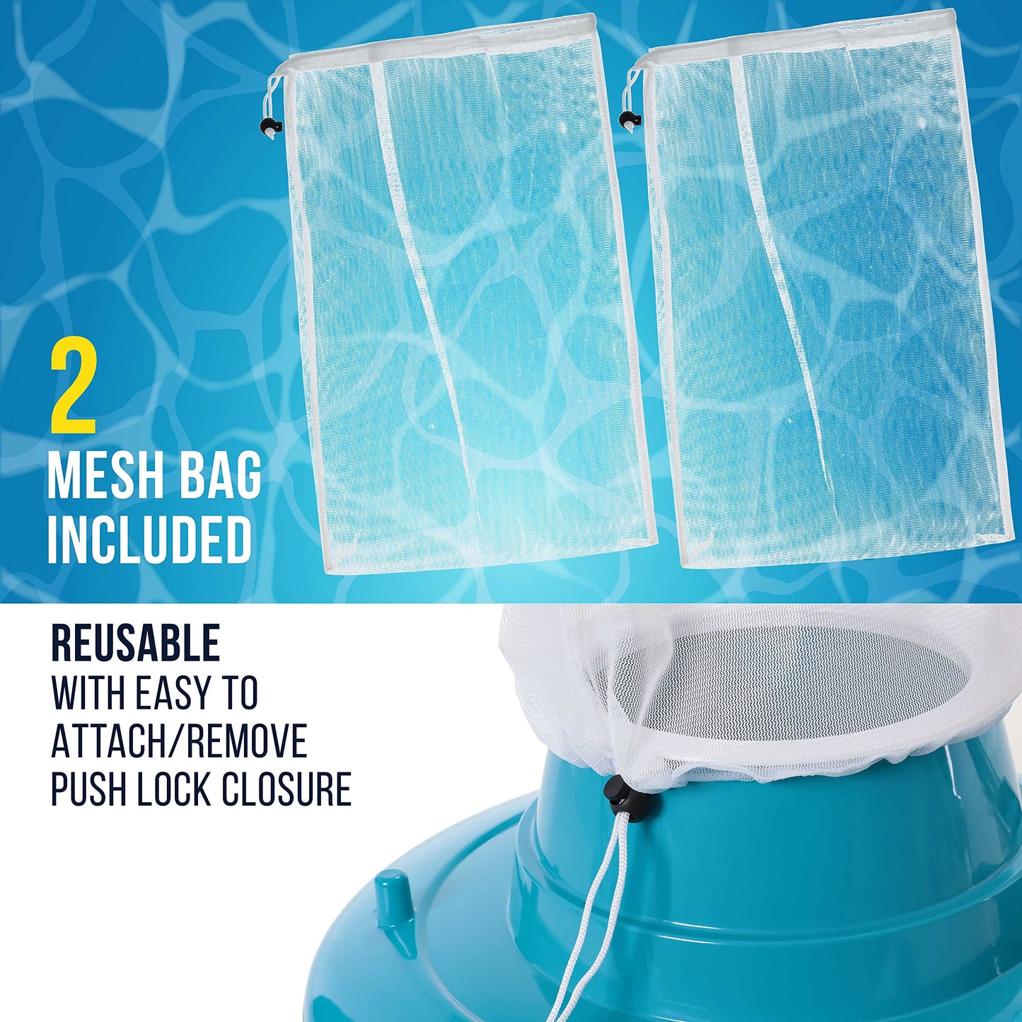 U.S. Pool Supply Professional Swimming Pool Leaf Terminator Vacuum - 15" Pool Cleaner Body, 8 Pressure Jets, 4 Rotating Wheels, 3 Perimeter Brushes, 2 Debris Bags - Below or Above-Ground Sucker Eater