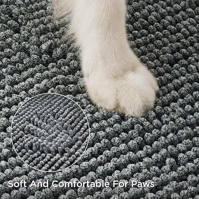 Bedsure Dog Door Mat for Muddy Paws, High-Low Absorbent Chenille Indoor Entrance Mud Dirt Trapper Soak-Stopper, Machine Washable Non-Slip Entryway Rug for Pets, 24"x16" Grey