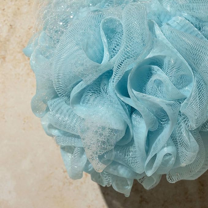 EcoTools EcoPouf 3 Pack Bath Sponge Set, Soft Recycled Netting Shower Poufs for Gentle Exfoliating & Daily Body Cleansing, Rich Lather Bath Sponges, Vegan & Cruelty-Free