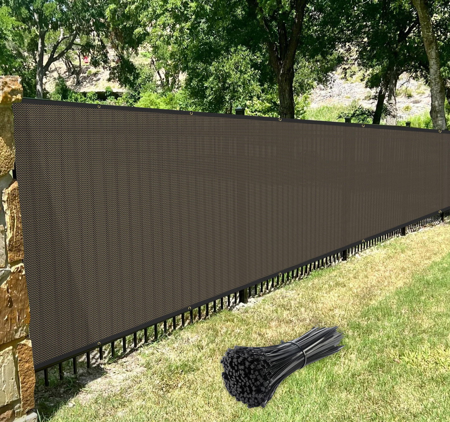 Windscreen4less 4' x 251' Privacy Fence Screen Heavy Duty Windscreen Fencing Mesh Fabric Shade Net Cover with Brass Grommtes for Outdoor Wall Garden Yard Pool Deck Brown