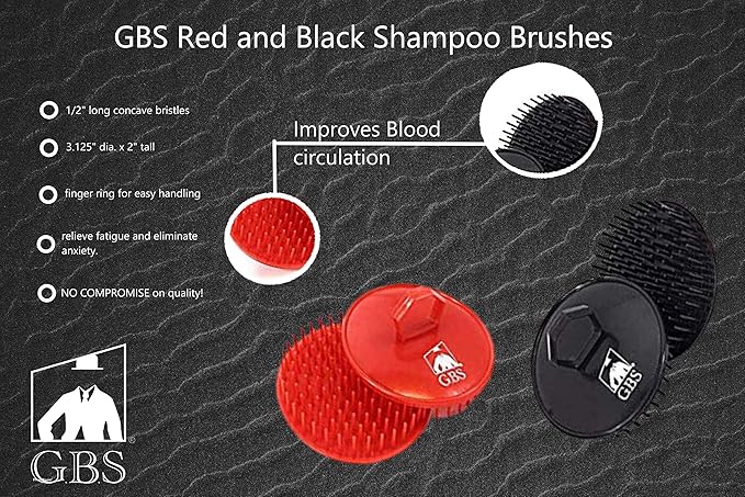 G.B.S Easy to Hold Hair Scalp Shampoo Brush Scrubber, 4 Black, 4 Red, Pack of 8