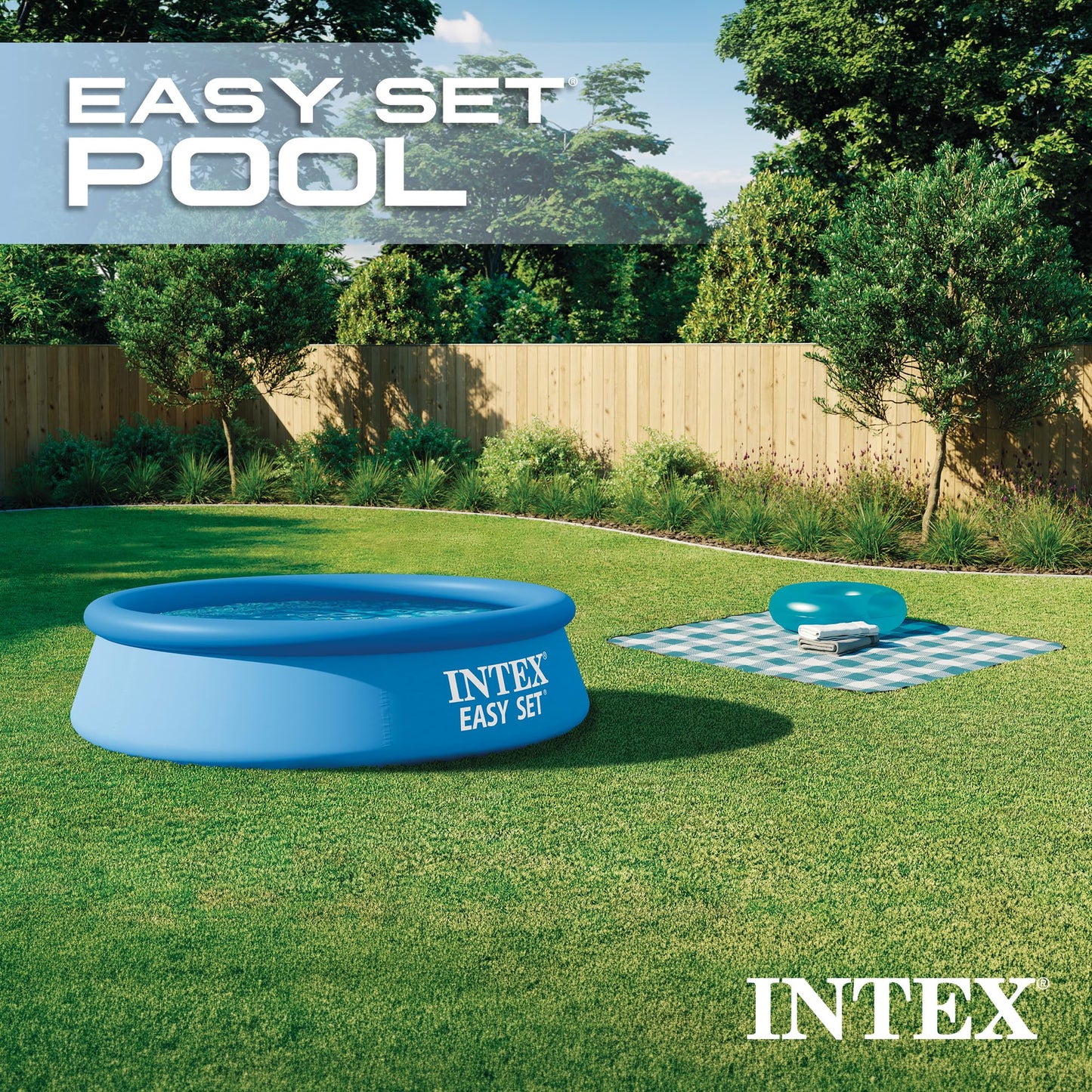 INTEX Easy Set 8 ft x 24in Above Ground Pool, Round Inflatable Swimming Pool, Pump Not Included