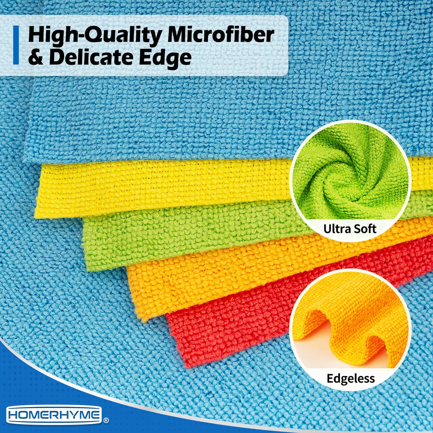 HOMERHYME Microfiber Cleaning Cloth, 100 Pack Cleaning Rags Microfiber Towel Bulk Absorbent Lint-Free Wash Cloths, All-Purpose Towels for Cars, Shop, Automotive, Garage, Home and Kitchen 11.5"*11.5"