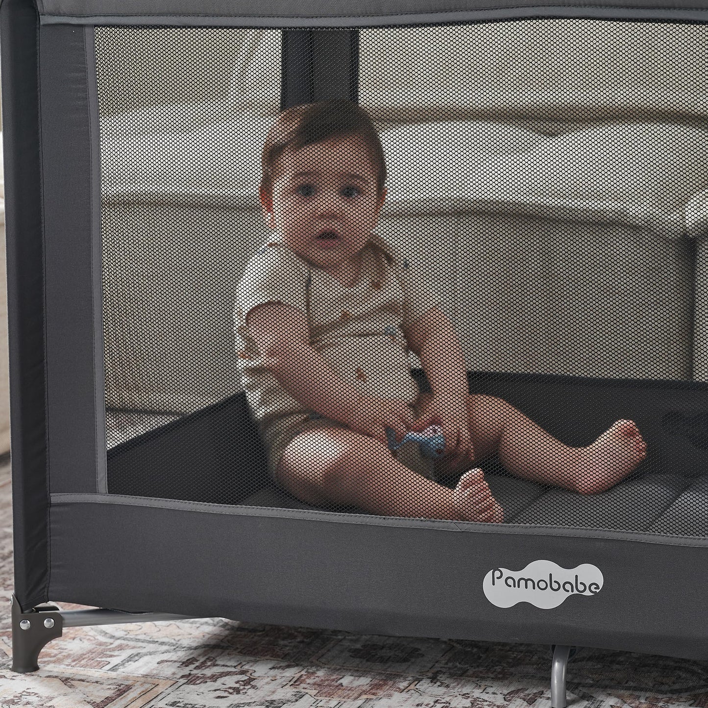 Pamo Babe Portable Playpen Foldable Playard Portable Crib for Baby and Toddlers