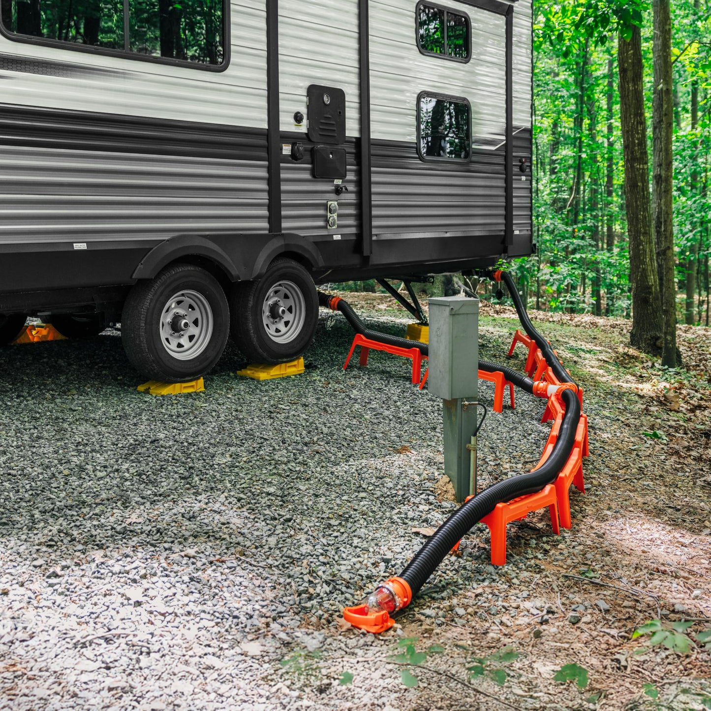 Camco RhinoFLEX 10’ Camper/RV Sewer Hose Extension - Features Collapsible Design for RV Storage - Includes Pre-Attached Lug & Bayonet Fitting -Heavy Duty Polyolefin & Reinforced w/Steel Wire (39774)