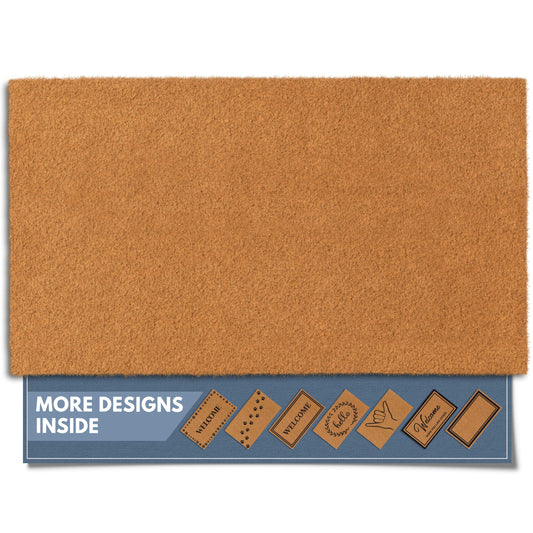 Barnyard Designs Natural Coco Coir Heavy Duty Backing Doormat - Large Cute Non-Slip Front Door Welcome Mat for Outside Entrance or Porch Entry, Brown (17x30, Plain Brown)
