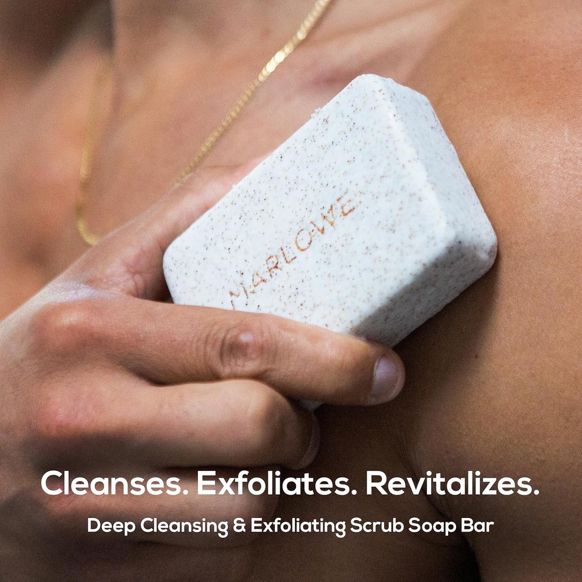 MARLOWE. No. 102 Body Scrub Soap 7 oz (3 Bars), Oud Wood, Exfoliating Soap Bar with Shea Butter, Olive Oil & Green Tea Extracts, Cleanses, Smooths & Revitalizes Skin, Earthy & Smoky Scent