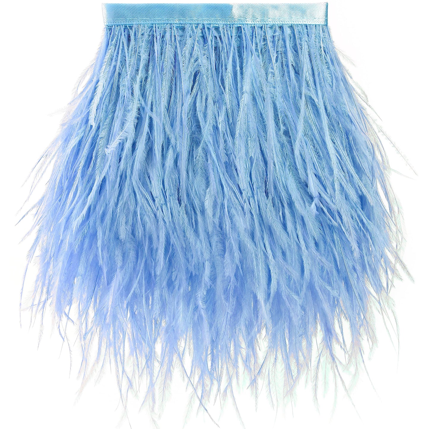 Soarer Light Blue Ostrich Feather Trim - 1.5Ply 4-5Inch 2Yards Feathers Fringe Trim for DIY Sewing Clothing,Halloween Home Party(1.5ply-Light Blue)